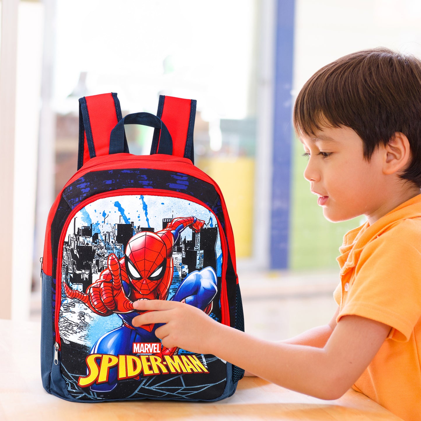 Spider-Man Kids Childrens Large Premium Backpack School Rucksack Travel Bag with side mesh pocket and front zipped pocket