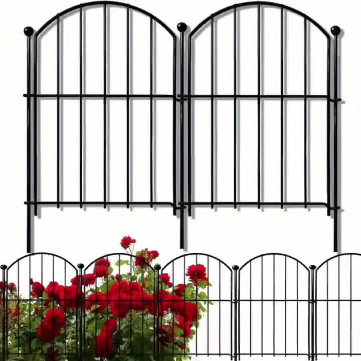 Decorative Garden Fence Outdoor, 10pcs Rustproof Metal Animal Barrier Fence, Black Ornamental Fence for Yard, Patio, Lawn, Garden Bed, Easy to Install
