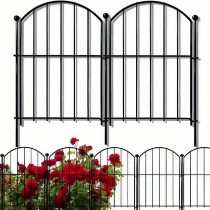 Decorative Garden Fence Outdoor, 10pcs Rustproof Metal Animal Barrier Fence, Black Ornamental Fence for Yard, Patio, Lawn, Garden Bed, Easy to Install