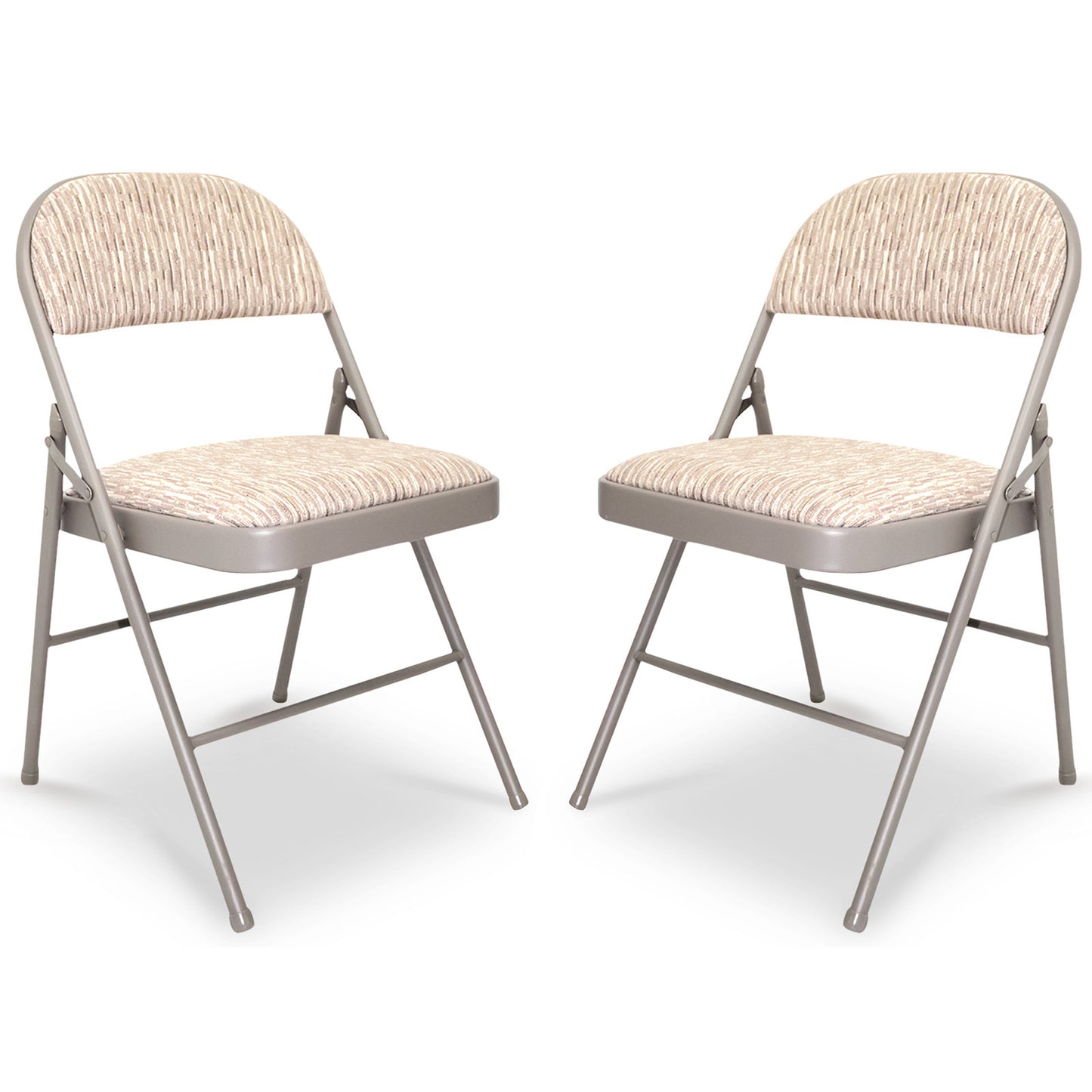 Set Of 2 Deluxe Fabric Padded with Heavy Duty Steel Metal Frame Folding Back Rest Chair for Home Garden Office Computer Desk