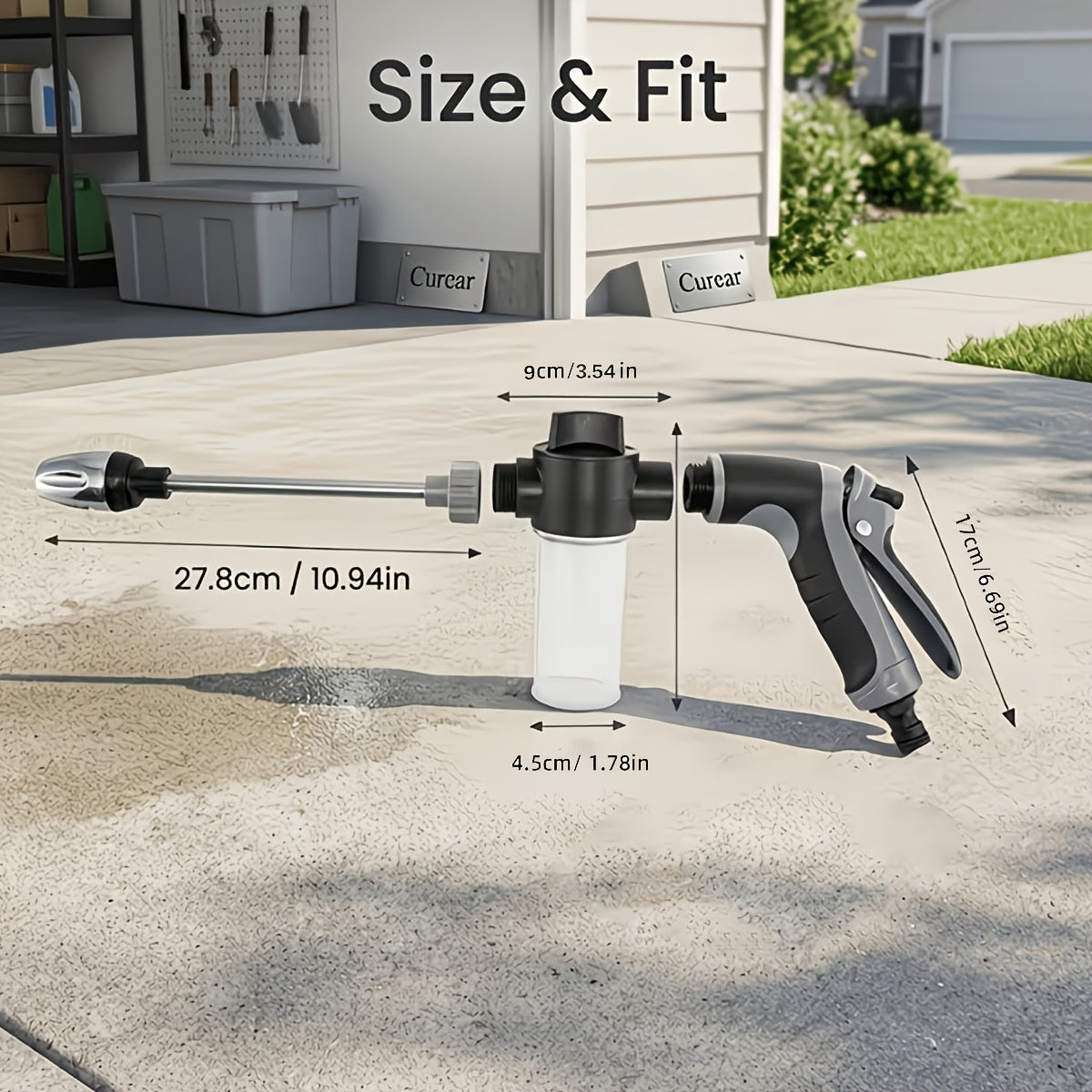 High-Pressure Car Wash Spray Gun With 360° Sprayer Nozzle, Detachable Soap Dispenser, Anti-Slip Grip And Extended Wash Gun, Ideal For Car Cleaning And Garden Watering Applications, Without Battery