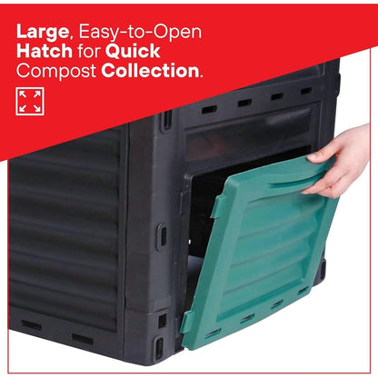 300L Garden Compost Bin – Outdoor Composting Container for Kitchen & Garden Waste (Black Green)