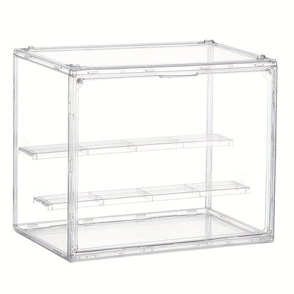 Large PET Acrylic Display Case with ic Door & Adjustable Shelves - Heavy-Duty Dustproof Showcase Box for Collectibles, Figures,, Dolls, Action Figures - Stackable, -Free Assembly (27x22x18cm) Cabinet