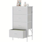 Fabric Drawer Unit with Metal, Four-Drawer Storage Tower Metal Frame - White option