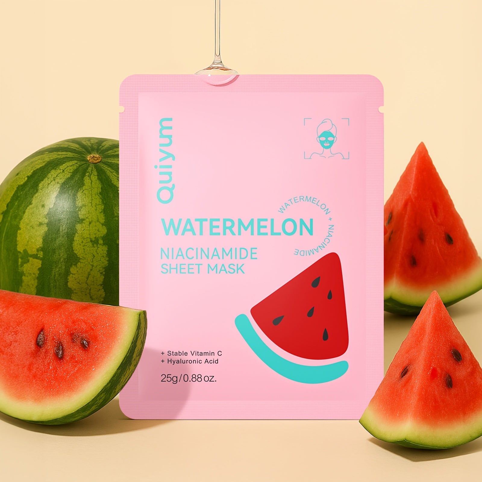 Face Sheet Mask with 20 Pack, 20pcs, Masks QUIYUM Watermelon Niacinamide - product gallery image 6