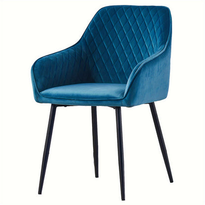 Set of 1 2 4 6 Dining Chairs Velvet Armchairs with Armrest & Backrest Upholstered Seat with Black Metal Legs