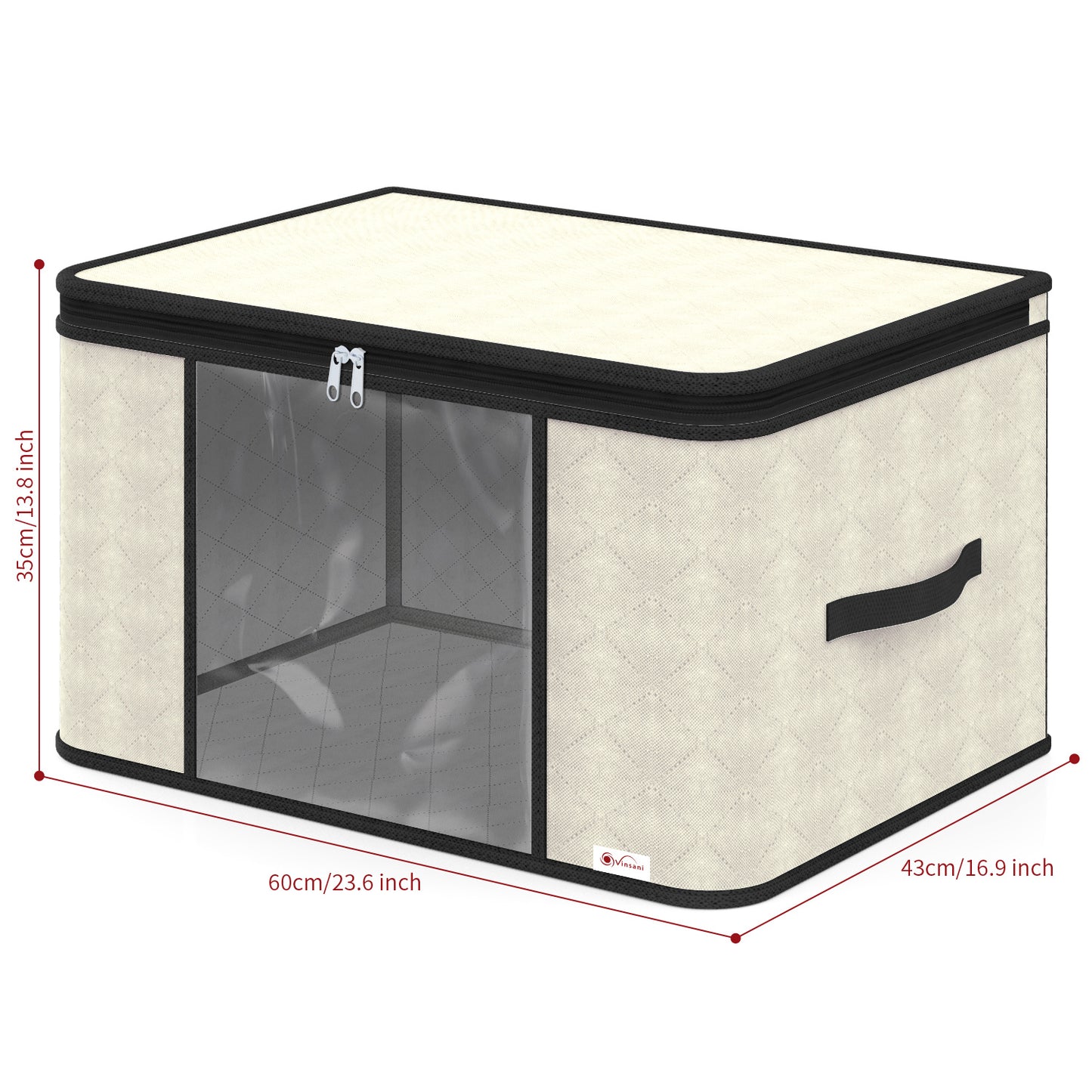 Vinsani 3pcs Deluxe Clothes Storage Bags Organizer Large Capacity Double Zipper, Moisture-Proof Big Clear Windows Perfect Space for Clothes, Beddings, Blankets and Duvet