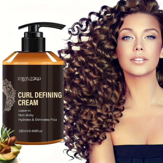 280Ml Curl Cream Containing Moroccan Argan Oil, Castor Oil, Rosemary Essential Oil Defining Curl Cream Increasing Hair Shine And Volume Suitable for Wavy And Curly Hair Moisturizing Hair Deep Care Styling Cream