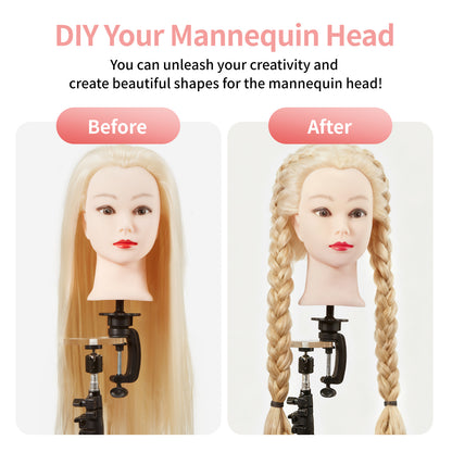 24"/28" Hairdressing Styling Mannequin Doll Salon Training Hair Clamp Professional