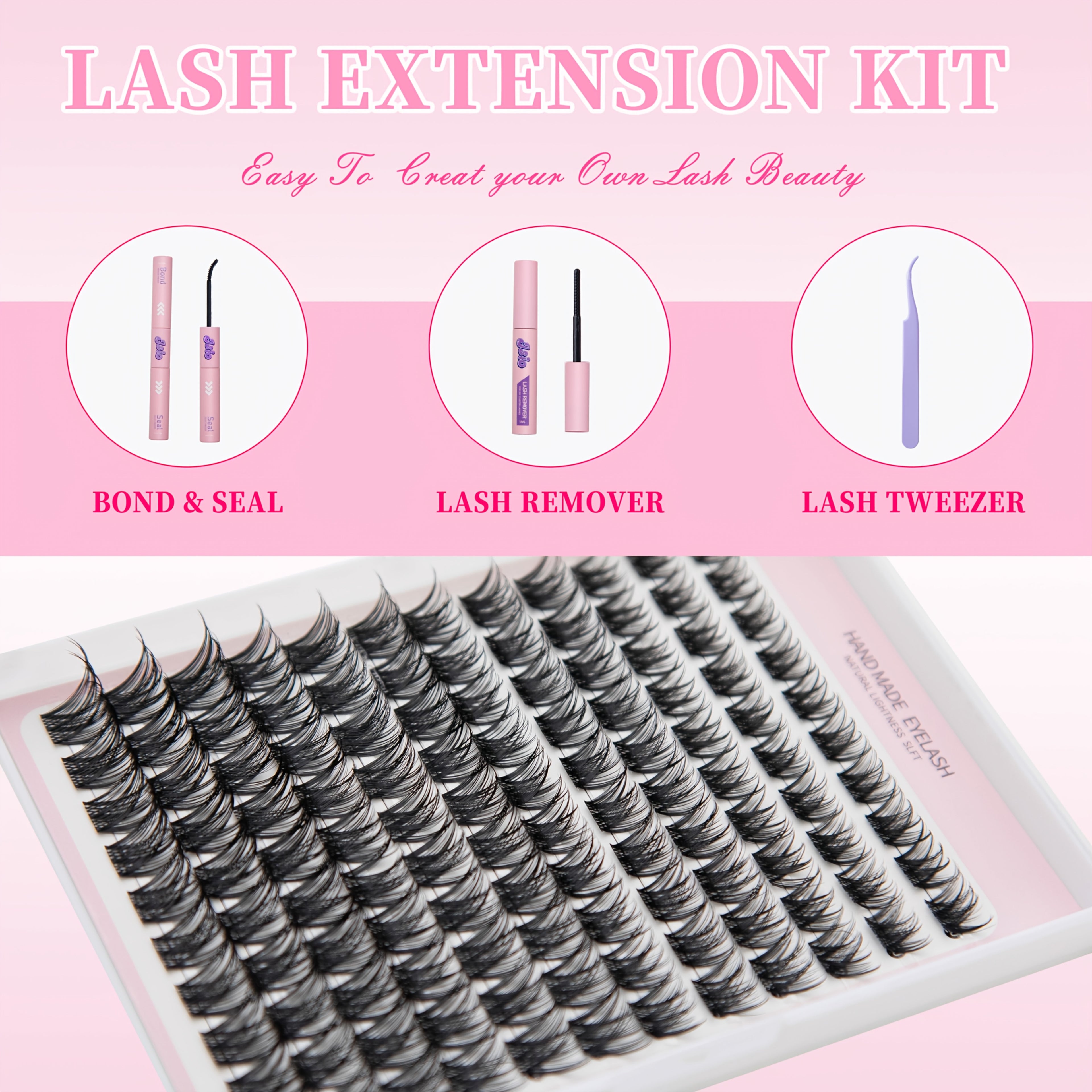False Eyelashe with 18mm, DIY Lash Extension Kit Beginners Cluster - product gallery image 2