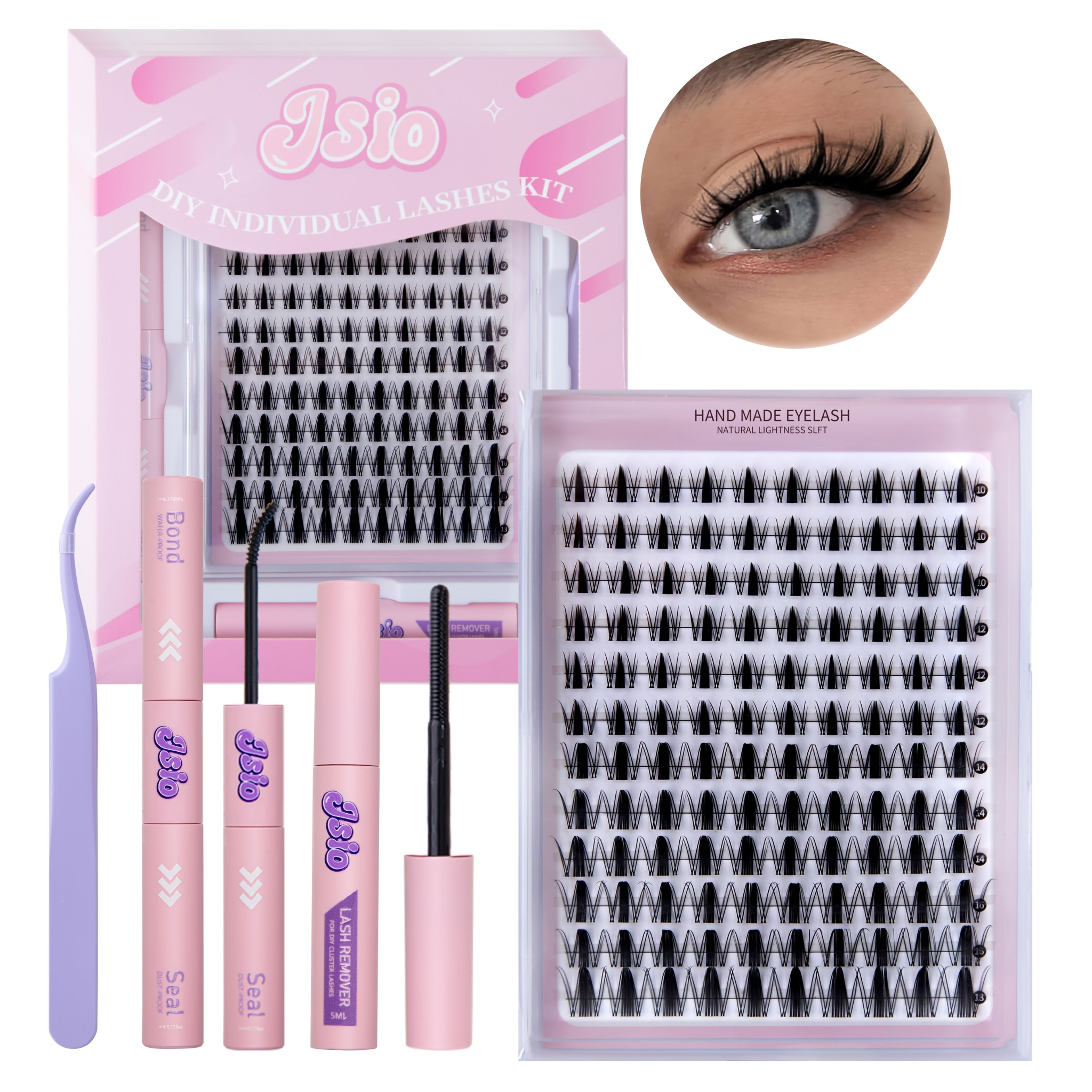 False Eyelashe with 18mm, DIY Lash Extension Kit Beginners Cluster - M03 132pcs lashes option