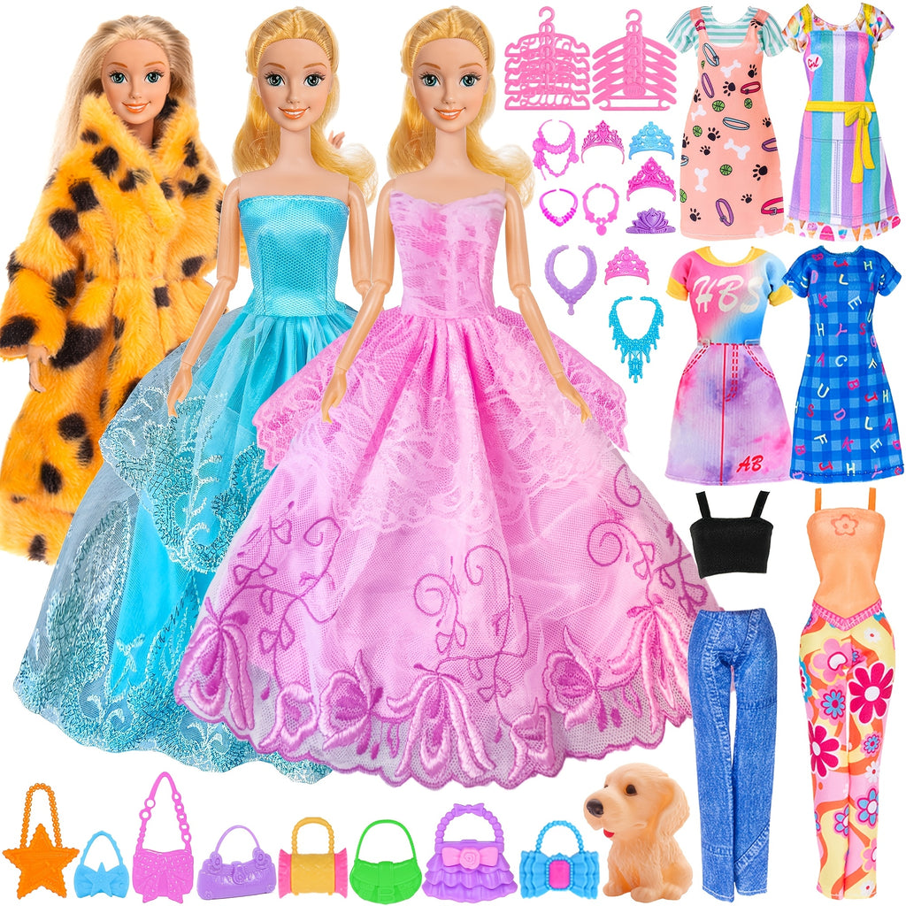 Fashion Doll with Plastic, 50 Piece, Kids, Piece Clothes Accessories 11.5 Inch Princess