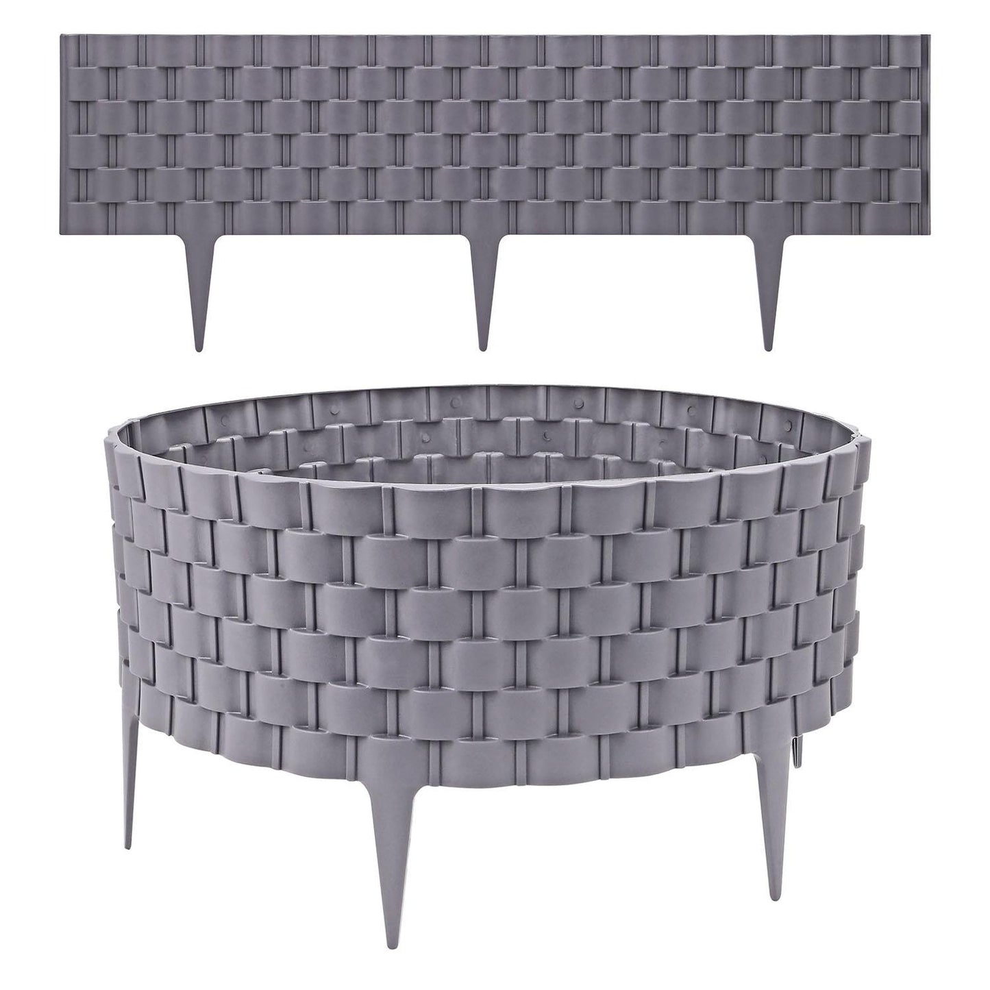 Garden Fencing Set, 4pcs Faux Rattan Effect Plastic Edging, Durable and Weather-Resistant Border for Lawn, Flowerbed, Patio, Driveway, Landscaping Decoration, Easy-to-Install Garden Edging Panels, Decorative Outdoor Fence for Lawn Protection, 2.38m Covera