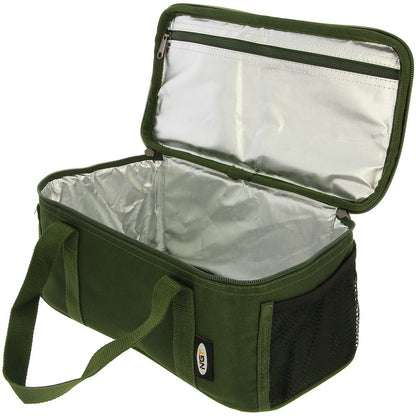 NGT Brew Kit Bag | Insulated Compact Fishing Brew Carryall | Green Polyester with Mesh Pockets | Portable Handles for Anglers
