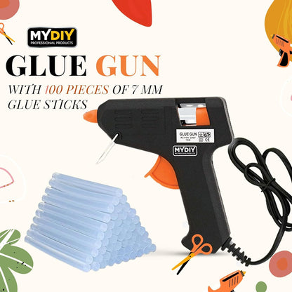 My DIY Mini Hot Glue Gun – Pack of 1 (100PCS) & Pack of 2 (200PCS) 7mm Glue Sticks for Crafting and Repairs, 10W Fast Heating Glue Gun with Built-in Safety Stand and Anti-Drip Nozzle