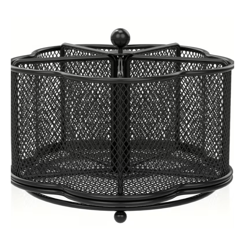 Kitchen Utensil Holder 360° Rotating Utensil Holder 18.29 X 12.95cm Large Metal Utensil Organizer 5-Compartment Metal Utensil Caddy Rotatable Cutlery Holder for Kitchen Dining Tables Kitchen Utensil Organizer Metal Flatware Caddy Countertop Utensil