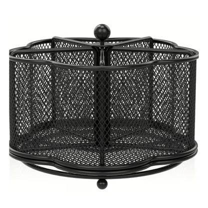 Kitchen Utensil Holder 360° Rotating Utensil Holder 18.29 X 12.95cm Large Metal Utensil Organizer 5-Compartment Metal Utensil Caddy Rotatable Cutlery Holder for Kitchen Dining Tables Kitchen Utensil Organizer Metal Flatware Caddy Countertop Utensil