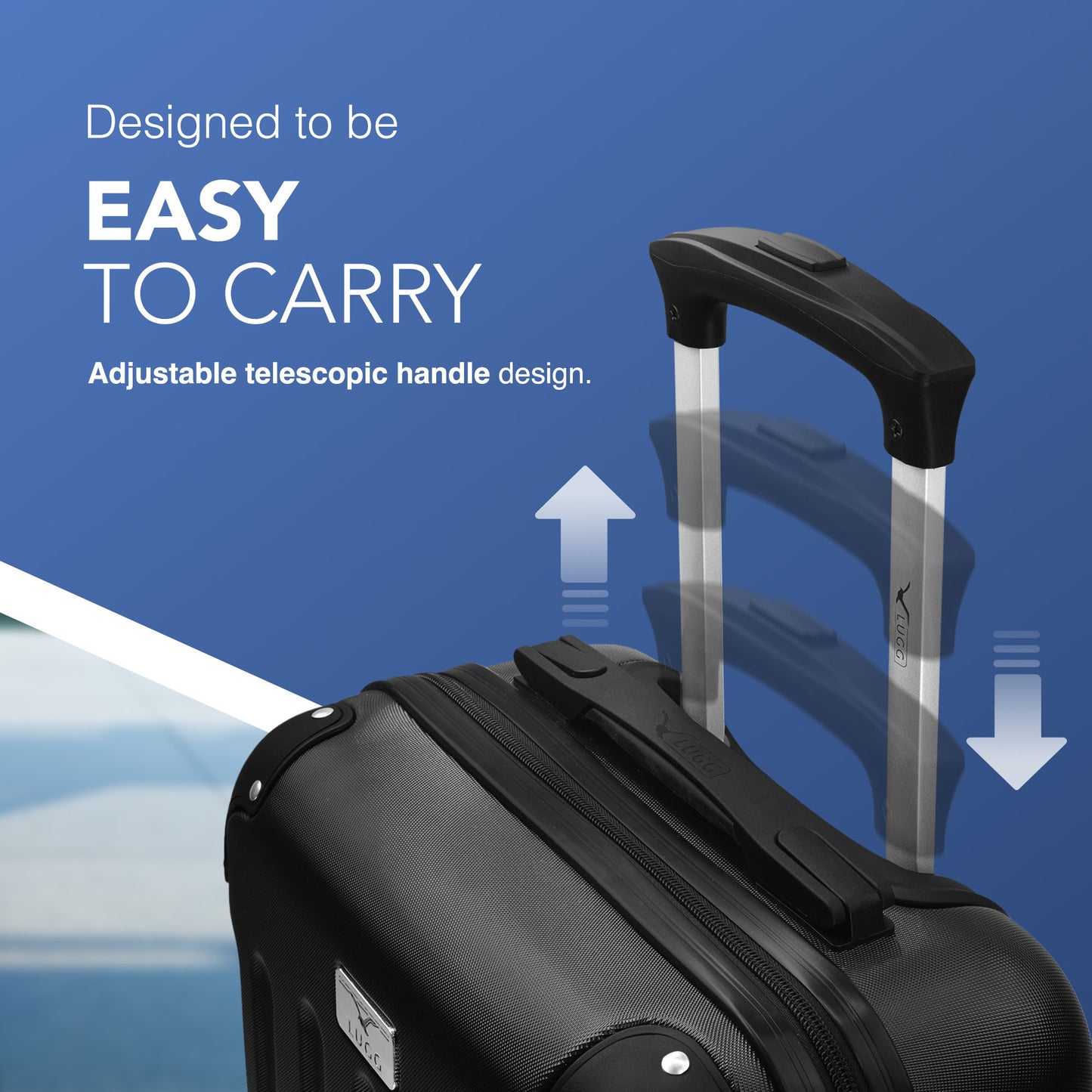 LUGG Skywander 15 Inch (45x34x20cm) Lightweight Underseat Cabin Bag EasyJet Approved Carry-On Suitcase, Durable ABS Hard Shell, Smooth Double Spinner Wheels, Water Resistant & Compact Travel Luggage (45x34x20cm)