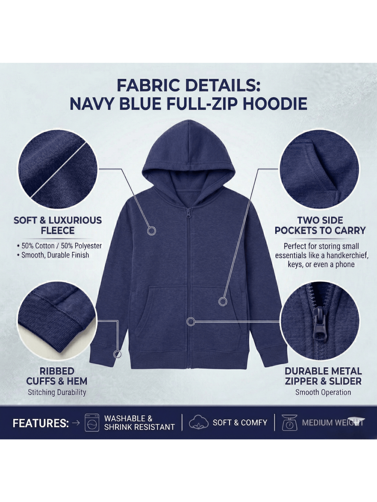 GW CLASSY OUTFIT Boys Girls Casual Fleece Hoodie Kids Lightweight Zipper Sweat Shirt Soft and Comfortable for School and Everyday