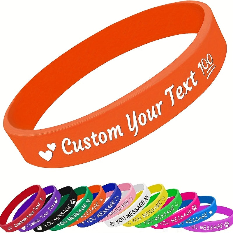 New Hot-Selling 25pcs Silicone Wristbands with Heart Patterns, Customizable with Your Own Text, Unisex Bracelets for Holidays or Daily Wear, Lightweight Wristbands, Suitable for Weddings, Birthdays, Corporate Events, Christmas, Earth Day