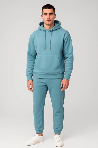 Men'S Outfit Two-Piece Set Featuring a Hooded Long-Sleeve Sweatshirt And Long Pants Solid Colour Knit Fabric Tracksuit, Regular Fit, Perfect Gift for Men, Daily & Outdoor Wear Large Pockets Matching For All Seasons S-XL