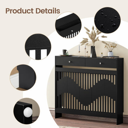 Modern White MDF Wood Radiator Cover with Drawers - Contemporary Style, Great Choice for Living Room, Bedroom, Hallway, Suitable for Placing Decorative Items and Storing Small Objects.