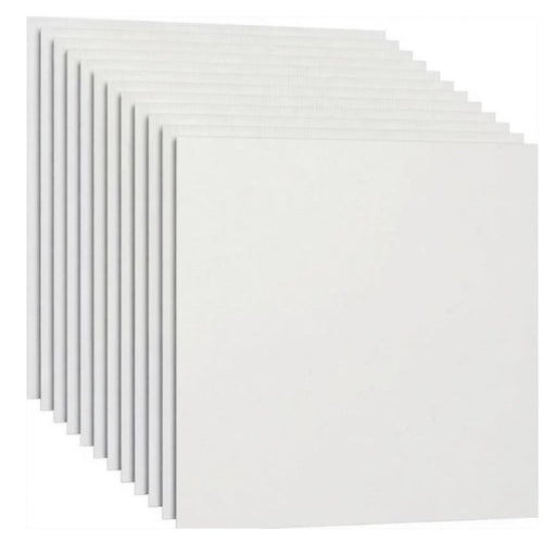 Square Canvas Boards 12 Pack 15x15cm 6x6 Inch Primed White for Acrylic Oil Painting Art Supplies Artists Students Home Decoration
