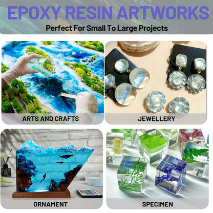 Epoxy Resin Crystal Clear: Epoxy Resin Kit Fast Curing Heat Resistant for Casting Coating Art Craft Jewelry Wood Table Top Flower Preservation - 2 Part