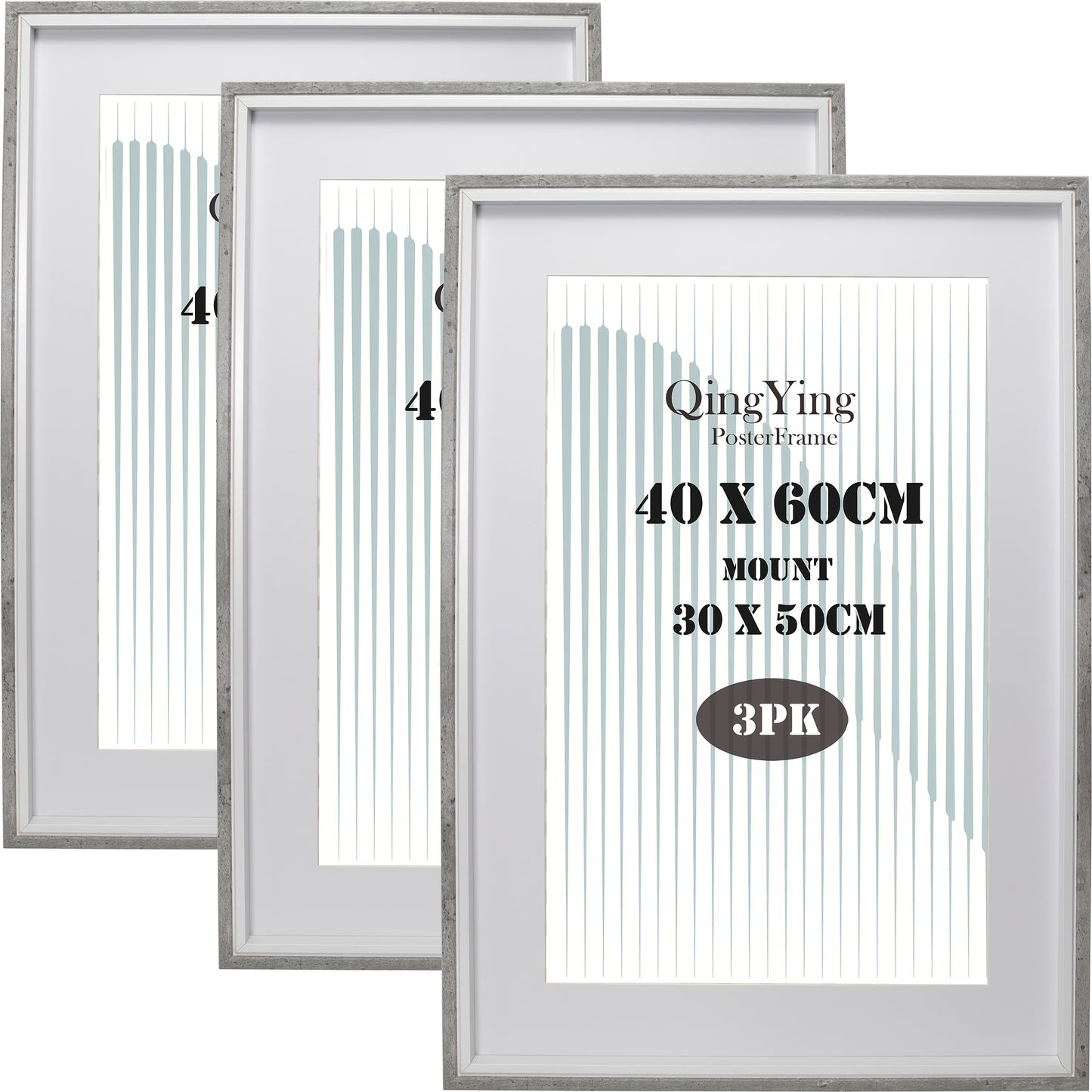 Gallery Poster 50x70cm Boxed Picture Frames Set Of 3 Wooden Effect Box Frame with Mat for 40x60cm, 70X50cm Poster Frame with Acid Free Mount for 40x60cm Photo 3PK