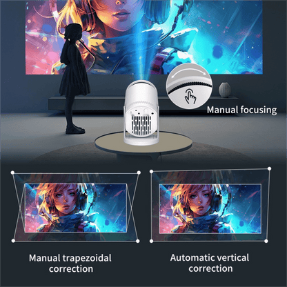 Mini Projector, Portable Projector, Native 720P, Support 1080P, 180 Degree Rotatable, Intelligent Wired Projector, Supports Android and Apple Wired Connections, Suitable for Home Theater, Office Learning, Outdoor Activities