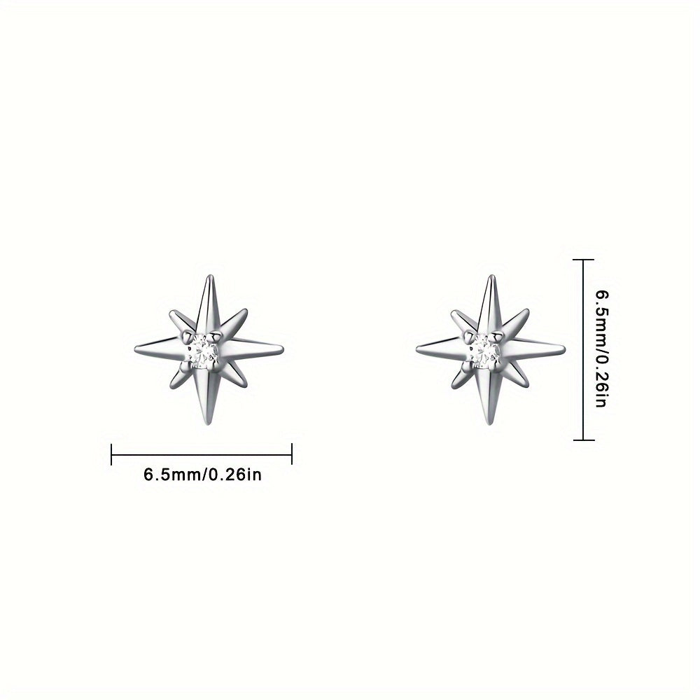 925 Sterling Silver Hypoallergenic Star Stud Earrings - Inlaid Zirconia - for Women - Elegant And Comfortable Daily Wear