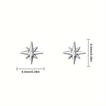 925 Sterling Silver Hypoallergenic Star Stud Earrings - Inlaid Zirconia - for Women - Elegant And Comfortable Daily Wear