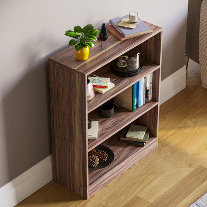 3-Tier Bokcase, Wooden 3 Tier Low Bookcase Wooden Shelving Display Storage Unit Home Office Living Room Bedroom Furniture