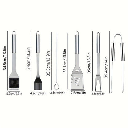 13pcs Stainless Steel Barbecue Cutlery Professional Grill Cutlery In Carry Bag BBQ Grill Tool GrillTools, Portable, Essential Tools for Outdoor Camping Picnic And Barbecue, Meet Your Outdoor Barbecue Needs, Christmas Halloween Gift