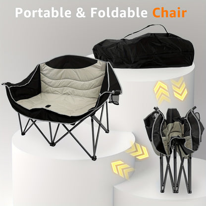 Folding Camping Loveseat for 2 People - Fully Padded Garden Sofa with 2 Cup Holders, 300kg Max Weight | Picnic/Beach/Travel