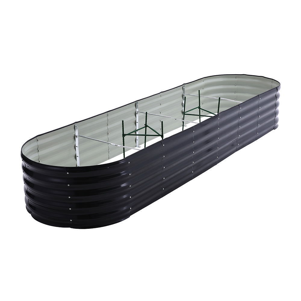Extra Large Raised Beds for Garden, Oval Planter Box with Plant Climbing Frame, Outdoor Raised Planters for Vegetables, Flowers & Herbs, Bottomless Metal Garden Bed