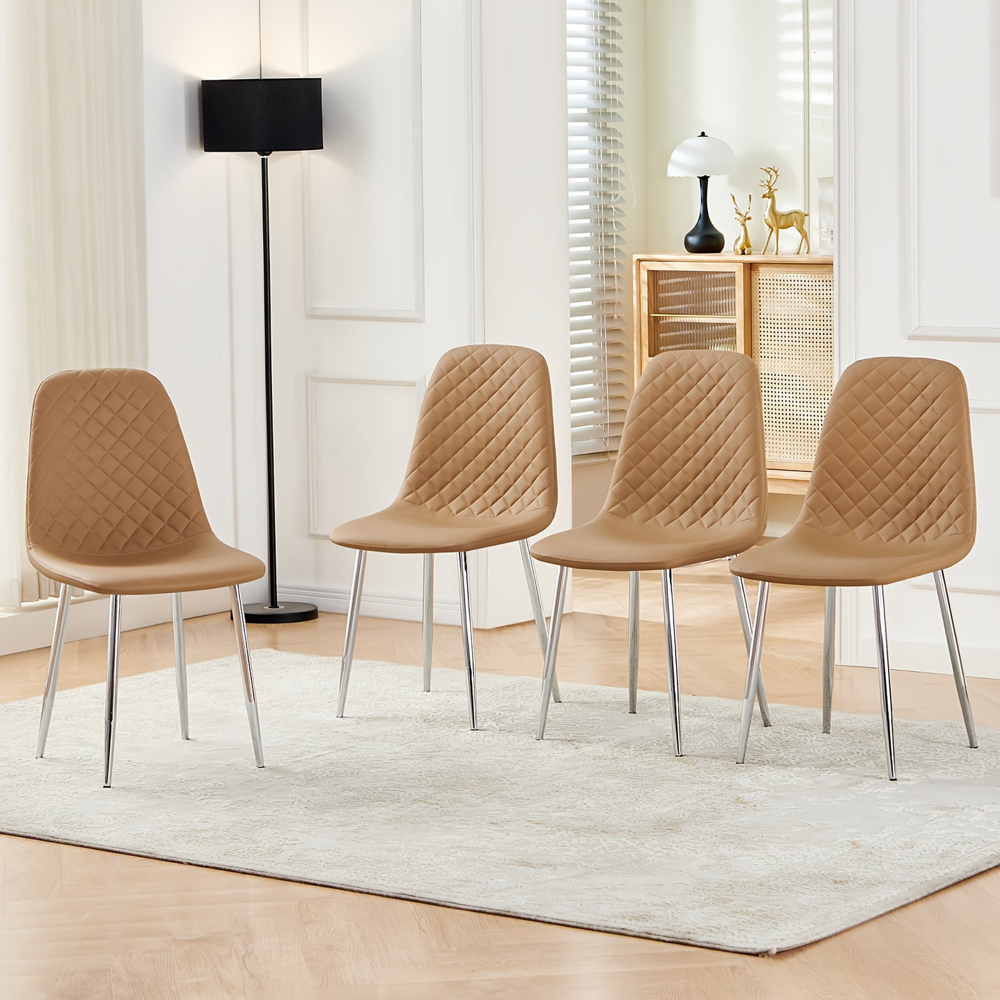 Velvet Dining Chairs Set of 2 or 4 – Upholstered Fabric Seat with Metal Legs, 40x44.5x84cm, 120kg Capacity, Modern Dining Room & Living Room Side Chairs, 16 Colours