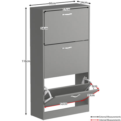 Vida Designs 3 Drawer Shoe Cabinet Shoe Rack Hallway Shoe Storage Cupboard