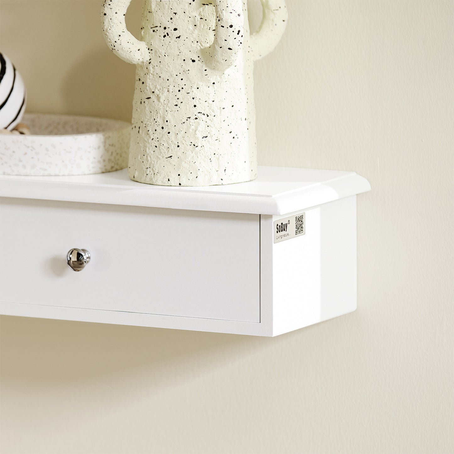 1pc Wall Shelf with 3 Drawers - Modern Suspension Shelf for Entrance, Living Room, Kitchen And Bedroom - White 94X15X10Cm - GSH54-M-X