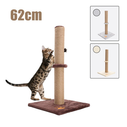 Cat Scratching Post 62cm Tall Sisal Pole Scratcher – Sturdy Cat Furniture for Indoor Cats, Protects Furniture, 3 Colours