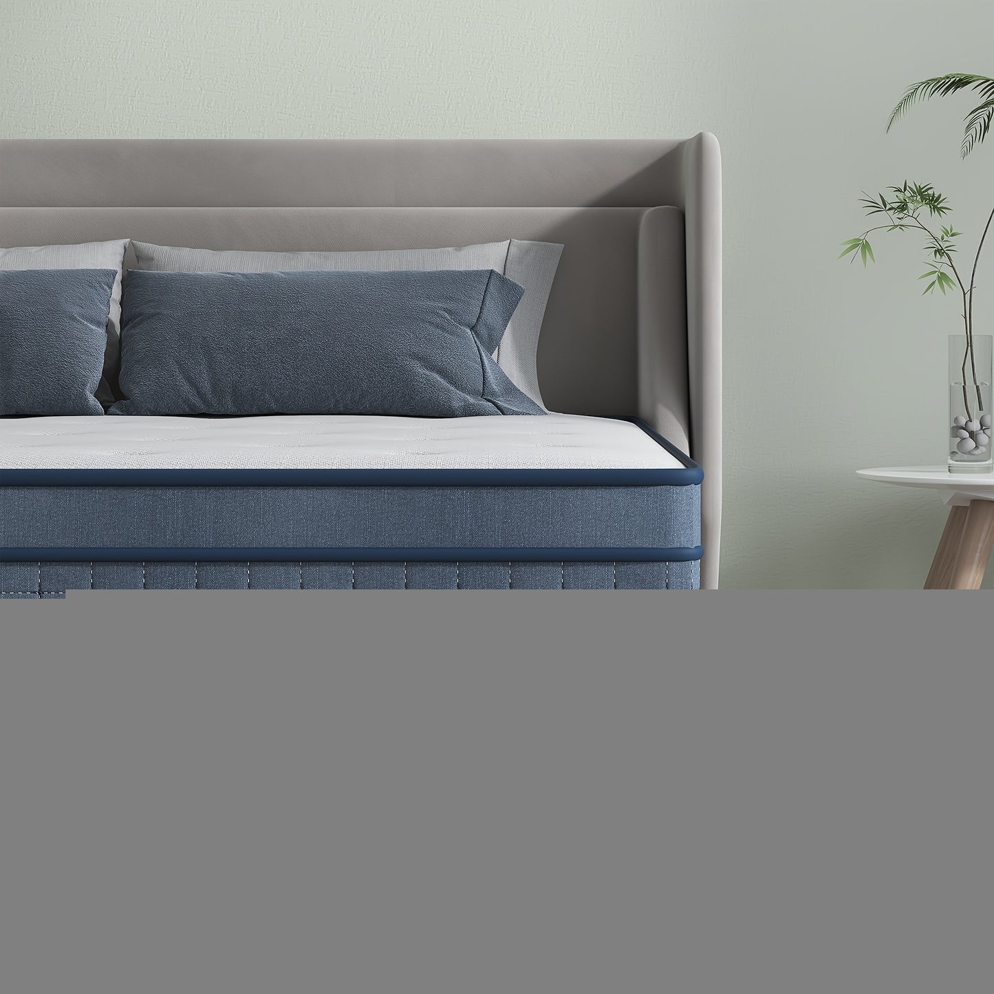 Single/Small Double/Double/King Pocket Spring Mattresses, 26Cm/10.23Inch Medium Firm Memory Foam Mattress with 7 Layers. Pressure Relief And Motion Isolation - Blue White