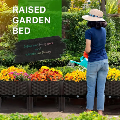 Raised Garden Bed with Legs Plastic Planter Box for Planting Vegetables Herbs - Elevated Design, No Kneeling, Protects Plants from Pets