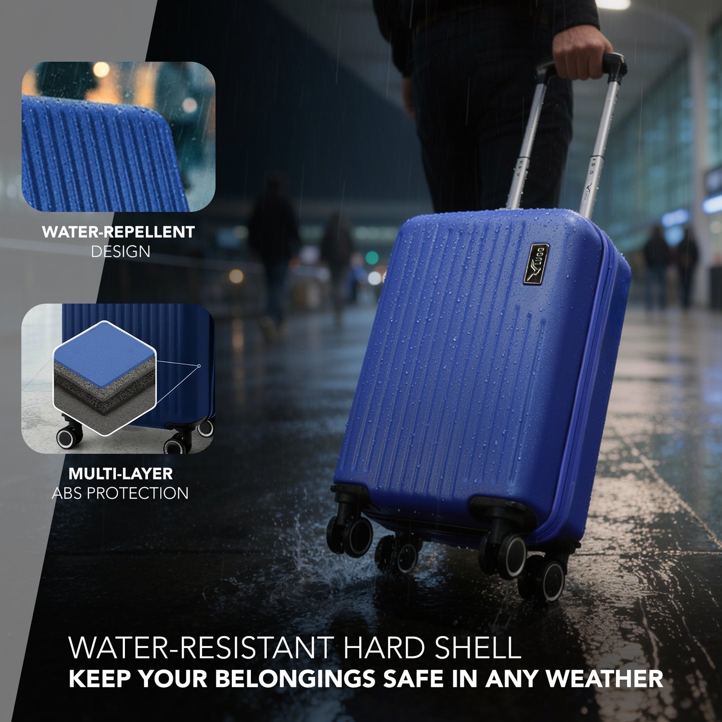 LUGG - Vacay 40cm Suitcase - 40x30x20cm without wheels - Ryanair Compatible - Underseat Size - Hard Shell ABS with Smooth 360° Wheels & Removable Wheels