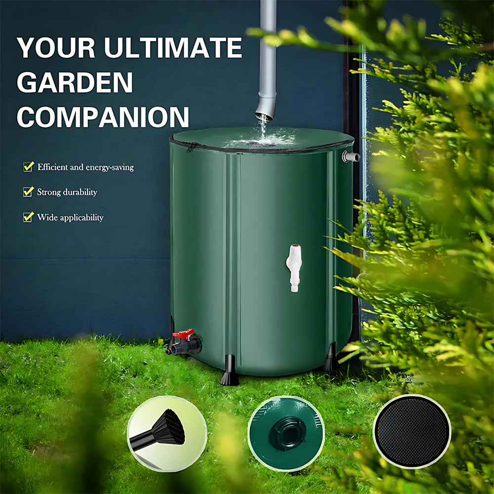 50L/100L/160L/200L Rainwater Collection Tanks, Portable Outdoor Water Tanks, Rainwater Collection System, Container Set with Filter Net and Overflow Device