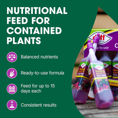 Doff Hanging Basket & Tub Drip Feed 10x30ml Bottles Fast-Acting Plant Food & Fertilizer for Healthy Growth