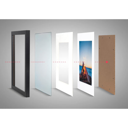 Set of 3 Black Wooden Picture Frames A4 w/ Mount Freestanding & Wall Mountable Photo Frame for A4 Poster Certificate Display