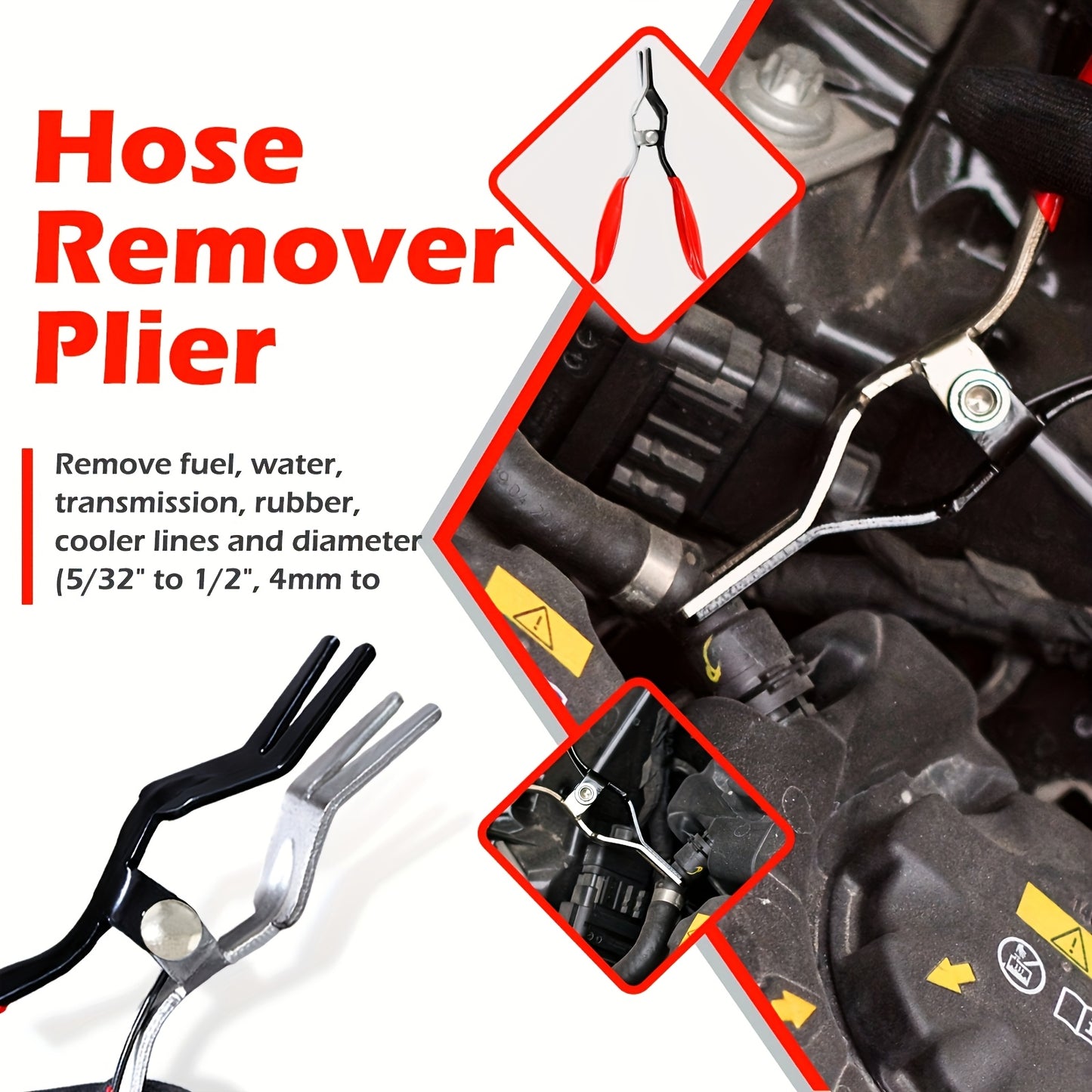 4pcs Set of Multifunctional Hose Clamp Pliers – Fuel Line Disconnection And Removal Tool Set for Car Maintenance, Suitable for Car And Truck Maintenance, Industrial And Home Repairs, Disassembly Tools, Fuel Water Pipe Maintenance