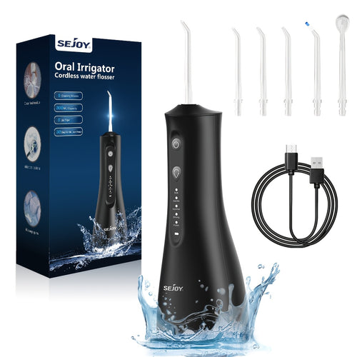 Cordless Water Flosser Portable Oral Irrigator with 4 Modes & 5 Jet Tips – Rechargeable Dental Water Flosser for Home & Travel, Teeth & Gum Cleaner for Braces & Implants