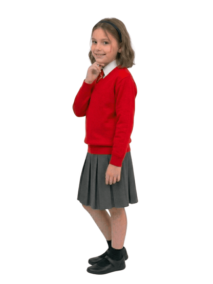 GW CLASSY OUTFIT Boys & Girls V-Neck School Jumper – Kids Unisex Long Sleeve Fleece Uniform Soft & Comfortable Sweatshirt