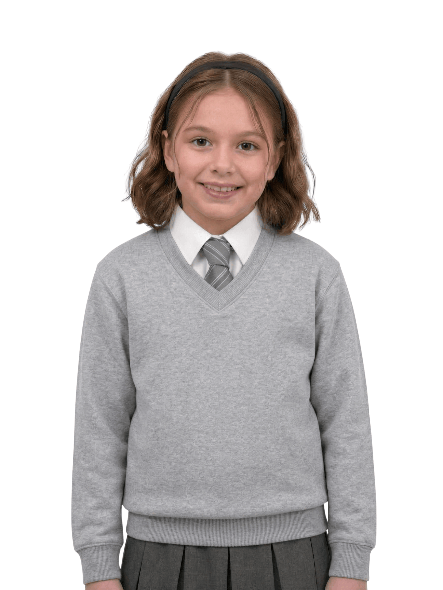 GW CLASSY OUTFIT Boys & Girls V-Neck School Jumper – Kids Unisex Long Sleeve Fleece Uniform Soft & Comfortable Sweatshirt